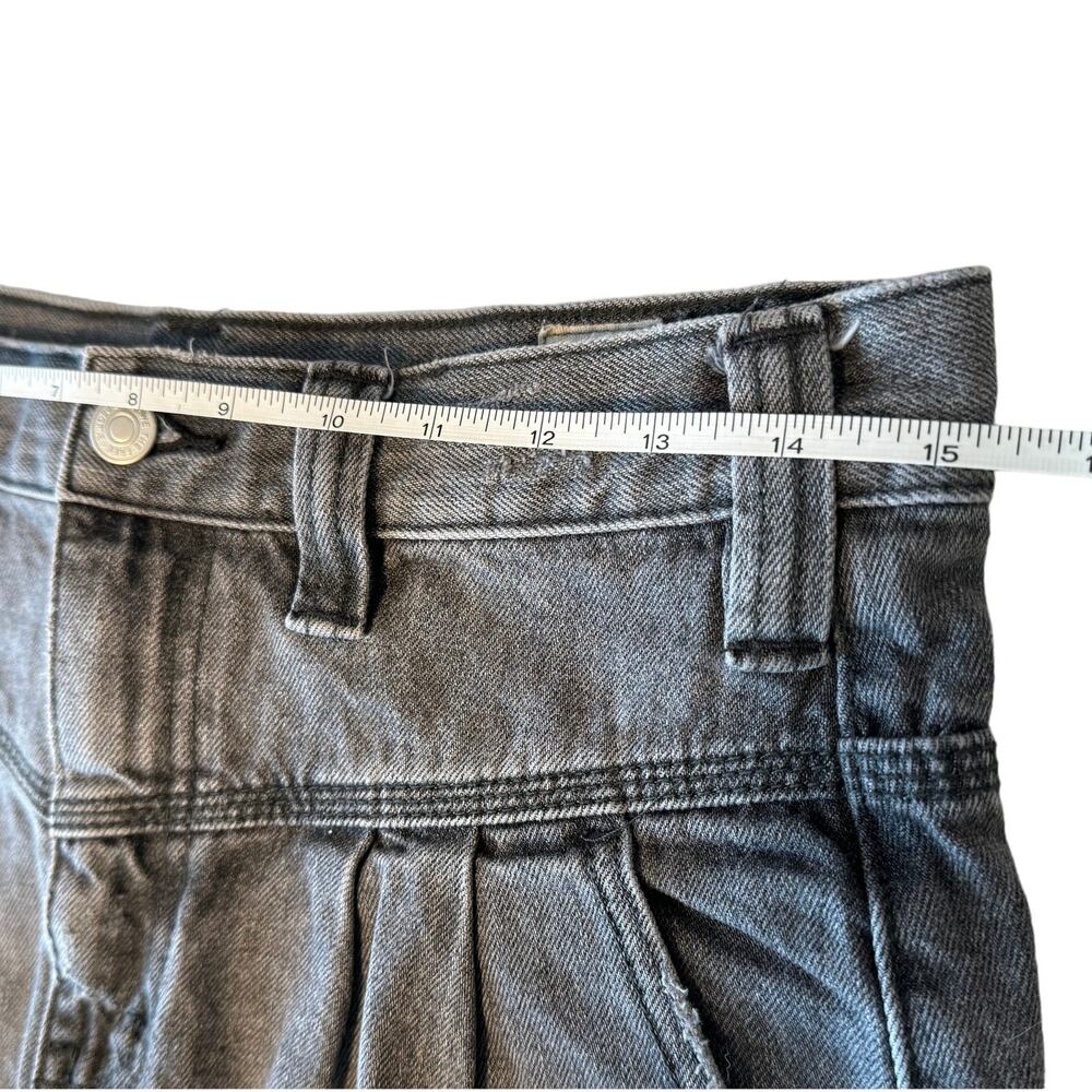 Free People We The Free Sidecar Distressed Black Denim Mini Skirt - Picture 10 of 11